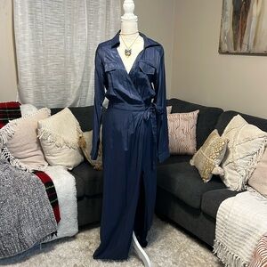 Side slit blue jeans color